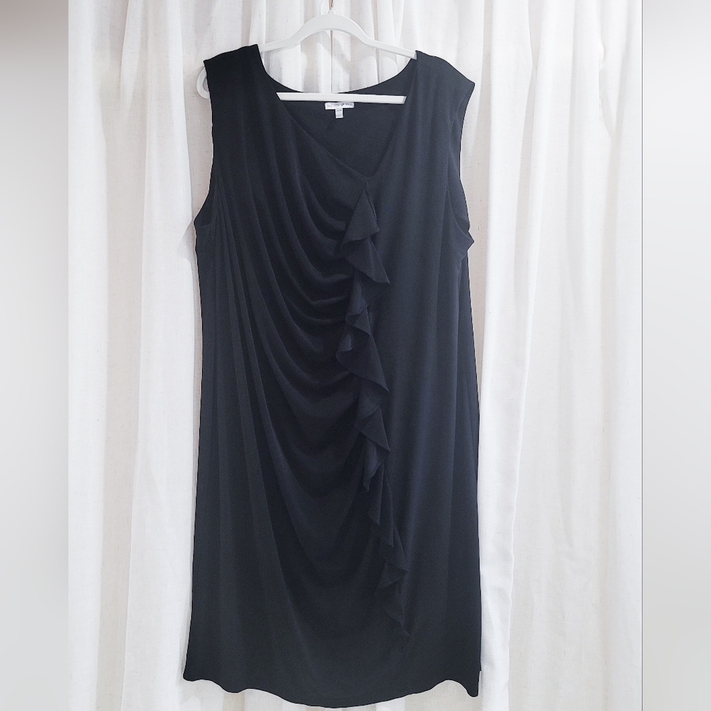 Fashion Bug black sleeveless ruffle front dress